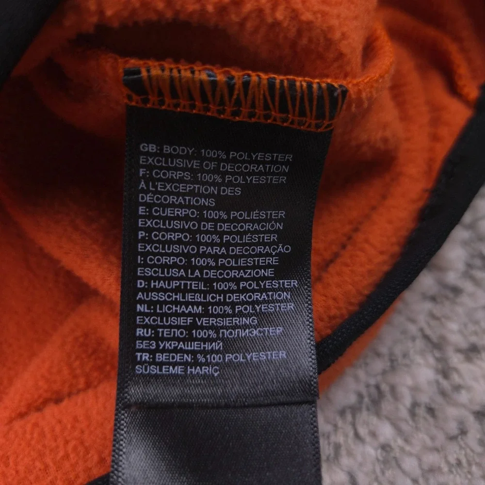The North Face Sweater Mens XL Fleece Pullover Snap Neck Orange Logo Mock Neck
